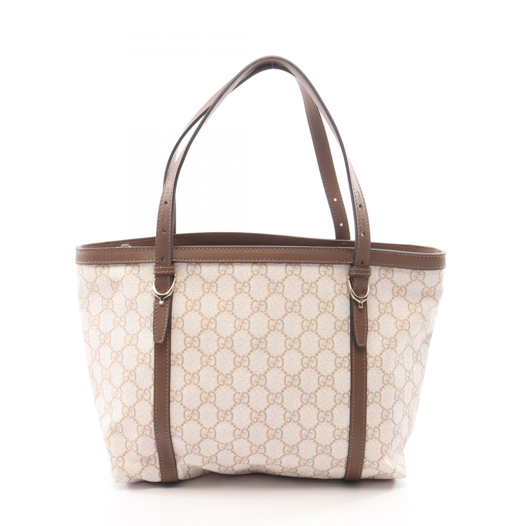グッチ GUCCI GGスプリーム ハンドバッグ バッグ PVCコーティングキャンバス レザー レディース アイボリー系 / ブラウン系 336776 【中古】