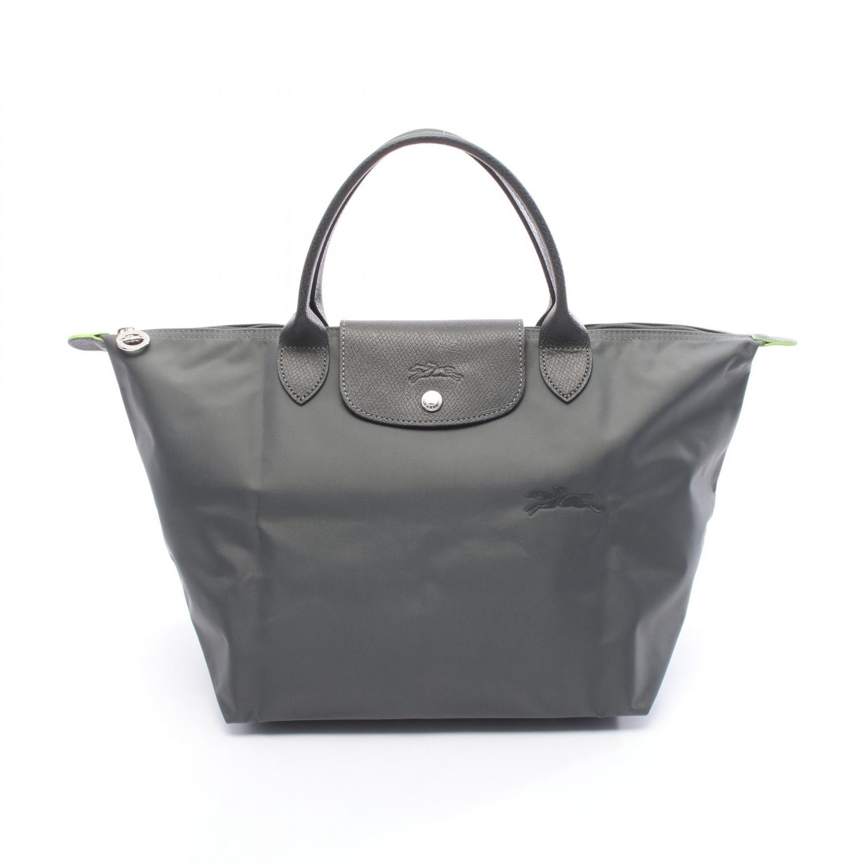 ロンシャン Longchamp ル プリアージュ グリーン M ハンドバッグ バッグ キャンバス レザー レディース グリーン系 L1623919 【中古】