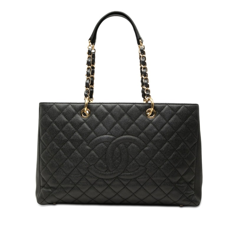 シャネル マトラッセ ココマーク GST チェーン トートバッグ ショルダーバッグ ブラック キャビアスキン レディース CHANEL 【中古】