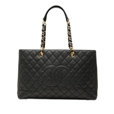 シャネル マトラッセ ココマーク GST チェーン トートバッグ ショルダーバッグ ブラック キャビアスキン レディース CHANEL 【中古】