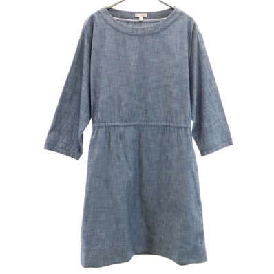 GAP ギャップ 7分袖 膝丈ワンピース 6 ネイビー系