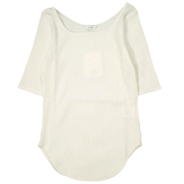 新品 CLANE クラネ 日本製 RIB DEEP NECK TOPS リブディープネックトップス 12105-1312 1 WHITE 半袖 スクエアネック カットソー トップス g23091