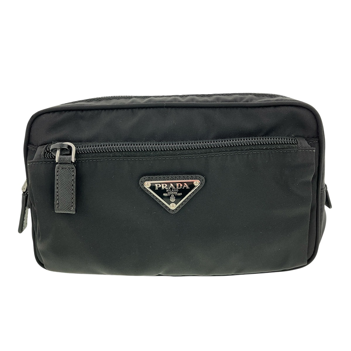 PRADA プラダ クロスボディ ウエストバッグ nylon ボディバッグ 2VL977 ナイロン ブラック シルバー金具  メンズ【中古】