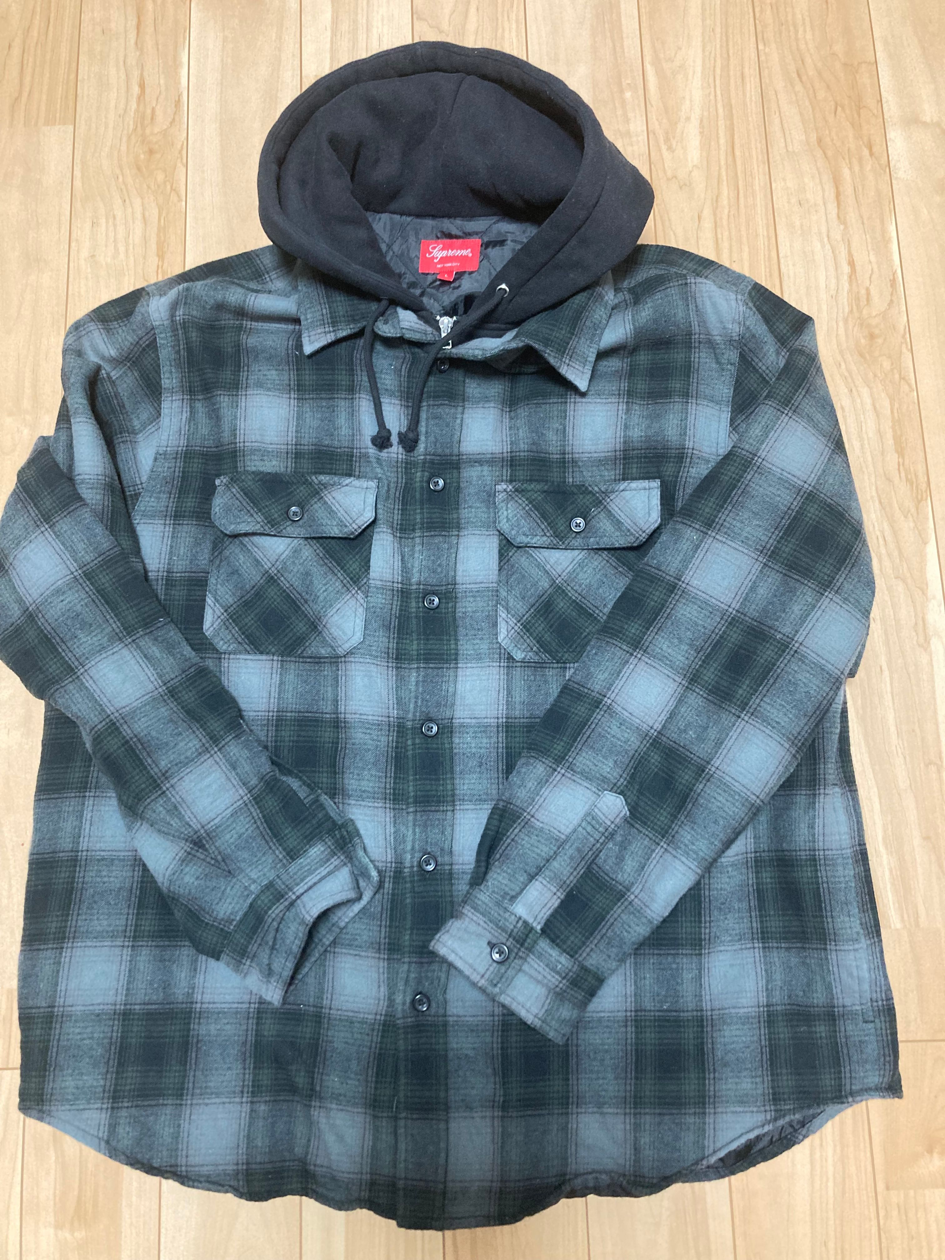 Supreme Hooded Flannel Zip Up Shirt "Black"