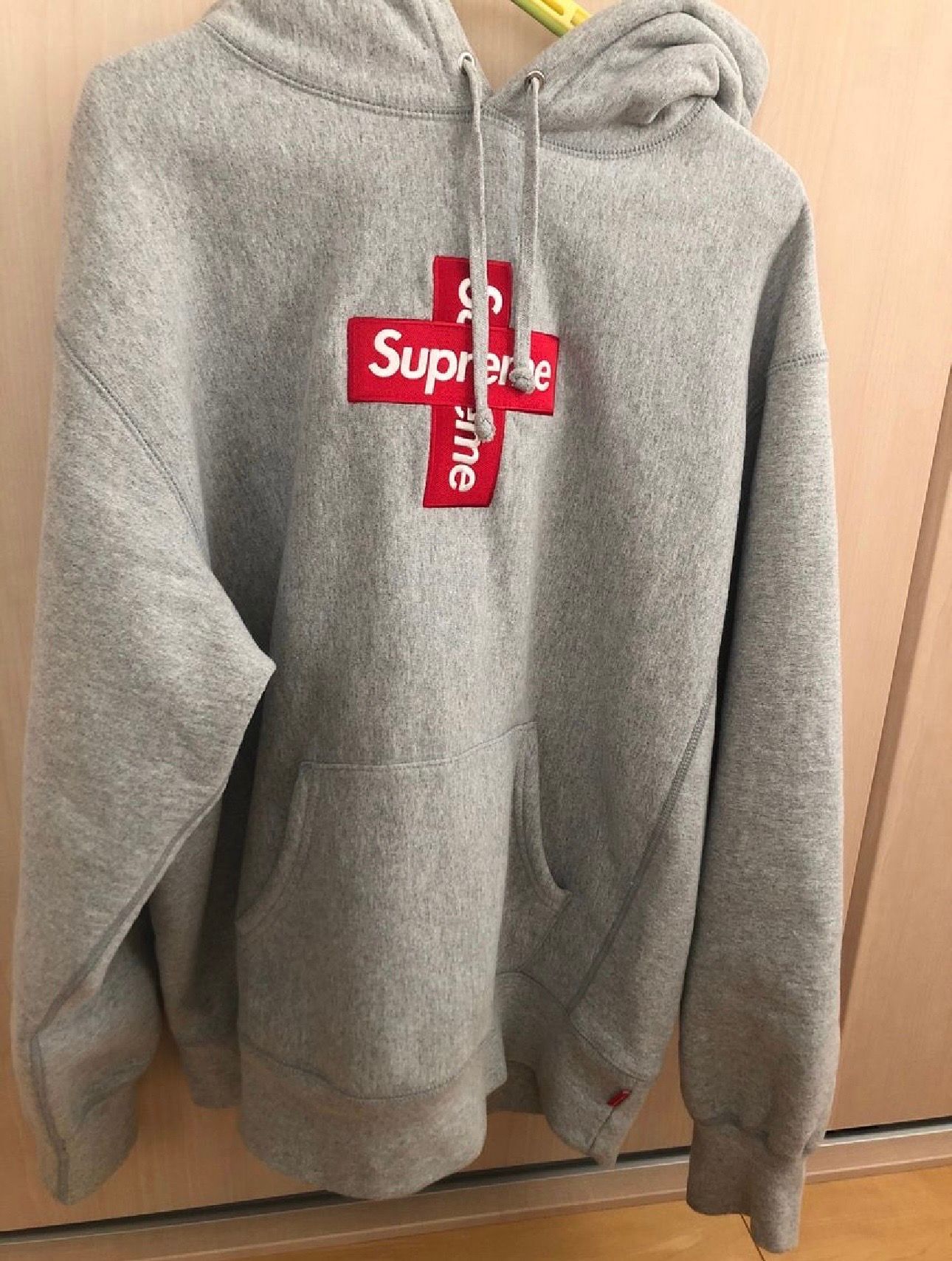 Supreme Cross Box Logo Hooded Sweatshirt "Grey"