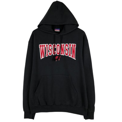 古着 00年代~ チャンピオン Champion AUTHENTIC ATHLETIC APPAREL WISCONSIN ウィスコンシン大学 カレッジ スウェットプルオーバーパーカー メンズL相当/eaa606552