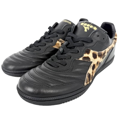 DOLCE&GABBANA ドルチェアンドガッバーナ スニーカー Brasil ディアドラ ドルガバ レオパード レザー ブラック 黒 レオパード メンズ 美品【中古品】