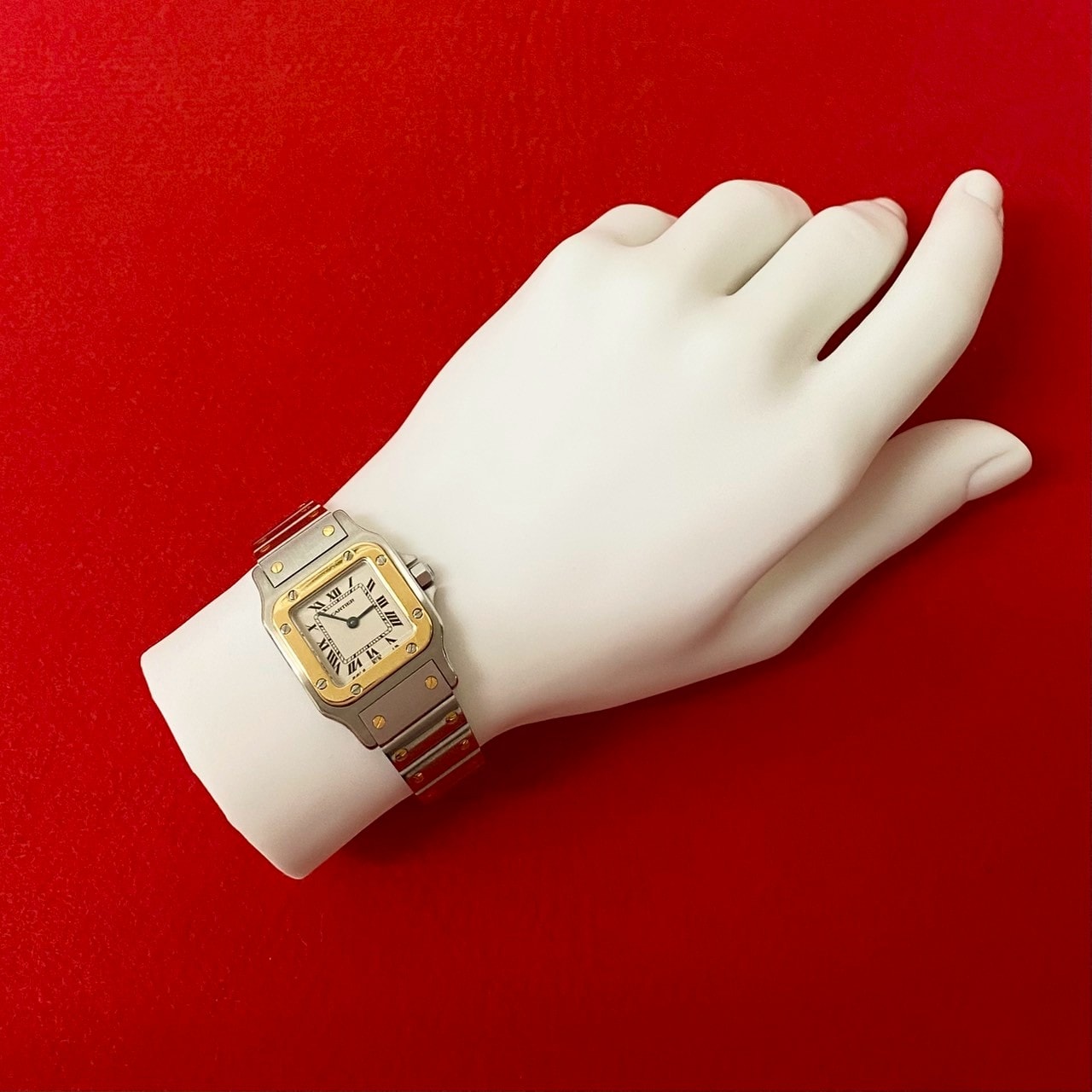 CARTIER カルティエ サントスガルべSM クオーツ ステンレス K18ゴールド 腕時計 シルバー
 35380