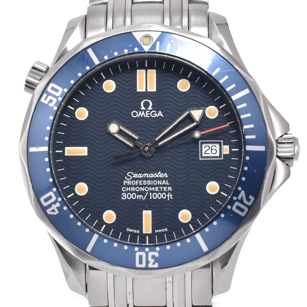 オメガ OMEGA 2531.80 シーマスター 300M プロフェッショナル デイト ブルー 自動巻き メンズ 良品 腕時計 N#150627