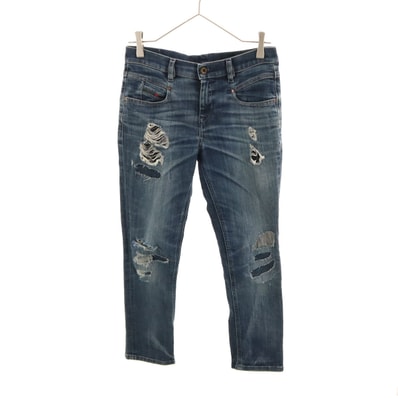 DIESEL ディーゼル リペア加工 スリムデニムパンツ W23 インディゴブルー BELTHY-ANKLE ジーンズ