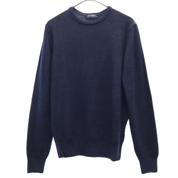 BEAMS F ビームスエフ イタリア製 ウール 長袖 ニット ネイビー セーター