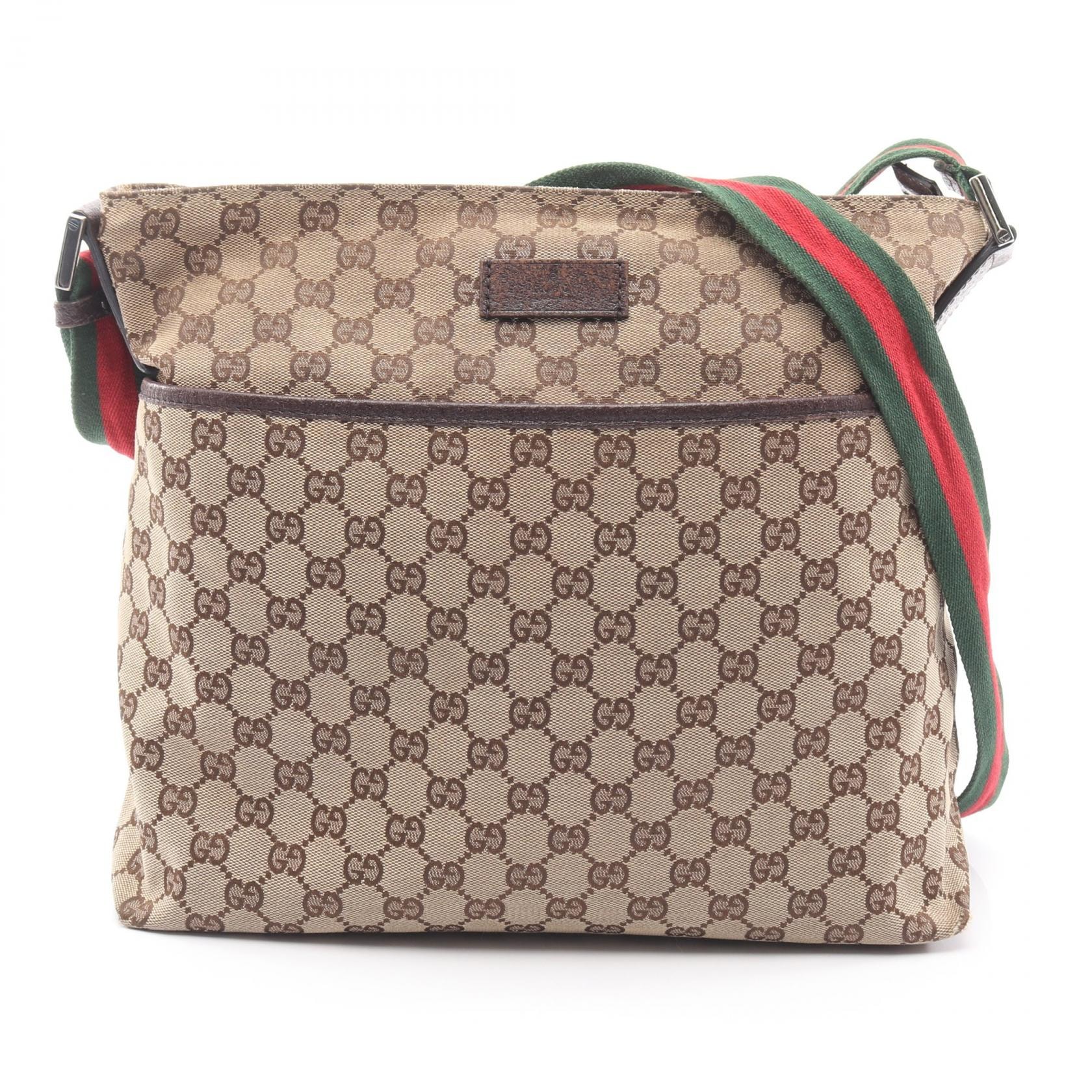 グッチ GUCCI シェリーライン GGキャンバス ショルダーバッグ バッグ キャンバス レザー レディース ベージュ系 / ブラウン系 189751 【中古】