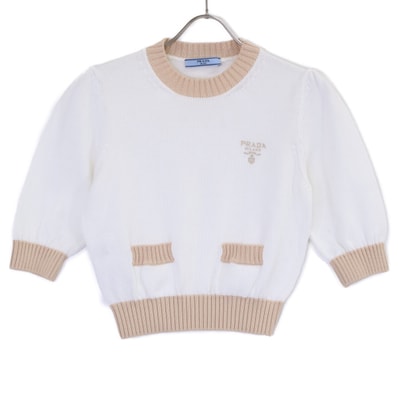 プラダ 【国内正規/23年製】P24I1R ロゴ刺繍 クロップド丈 ニットセーター 38