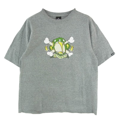 STUSSY ステューシー USA製 CUSTOMADE No3 カスタメイド クロスボーン ロゴ プリント 半袖 Tシャツ グレー系 3【中古】