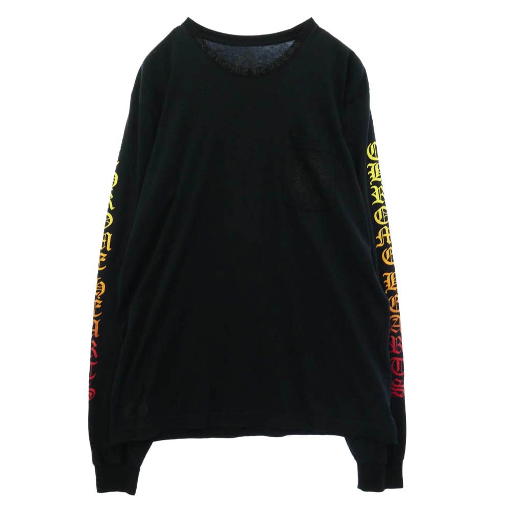 CHROME HEARTS クロムハーツ(原本無) 2212-304-0228 Back Horseshoe Gradient Sleeve L/S Tee バック ホースシュー グラデーション 袖プリント 長袖 Tシャツ ブラック系 XL【中古】