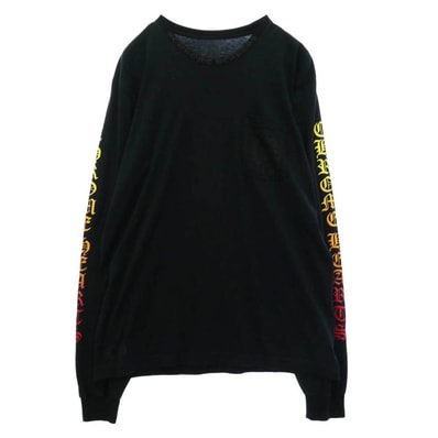 CHROME HEARTS クロムハーツ(原本無) 2212-304-0228 Back Horseshoe Gradient Sleeve L/S Tee バック ホースシュー グラデーション 袖プリント 長袖 Tシャツ ブラック系 XL【中古】