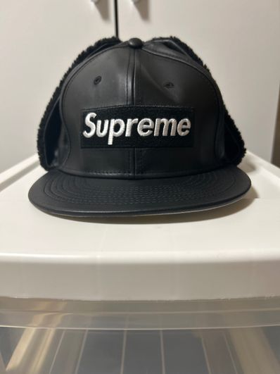 Supreme Leather Earflap Box Logo New Era "Black"
