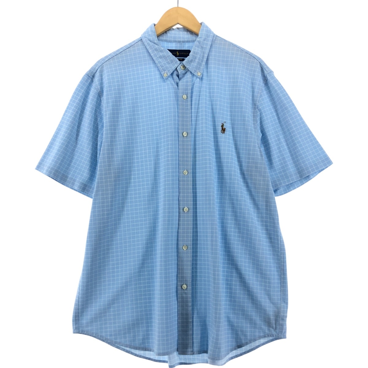 古着 ラルフローレン Ralph Lauren KNIT OXFORD 半袖 ボタンダウン チェックシャツ メンズXL相当/eaa533583