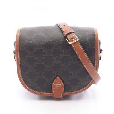 セリーヌ CELINE フォルコ ミディアムバッグ トリオンフ ショルダーバッグ バッグ PVCコーティングキャンバス レザー レディース ブラック系 / ブラウン系 191502BZJ04LU 【新品】