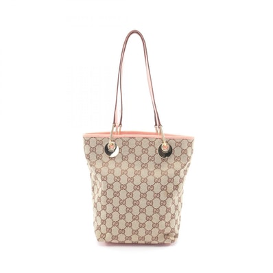 グッチ GUCCI GGキャンバス トートバッグ バッグ キャンバス レザー レディース ベージュ系 / ピンク系 120840 【中古】