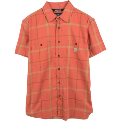 古着 カーハート Carhartt RELAXED FIT RUGGED FLEX チェック柄 半袖 ワークシャツ メンズM相当/eaa655234