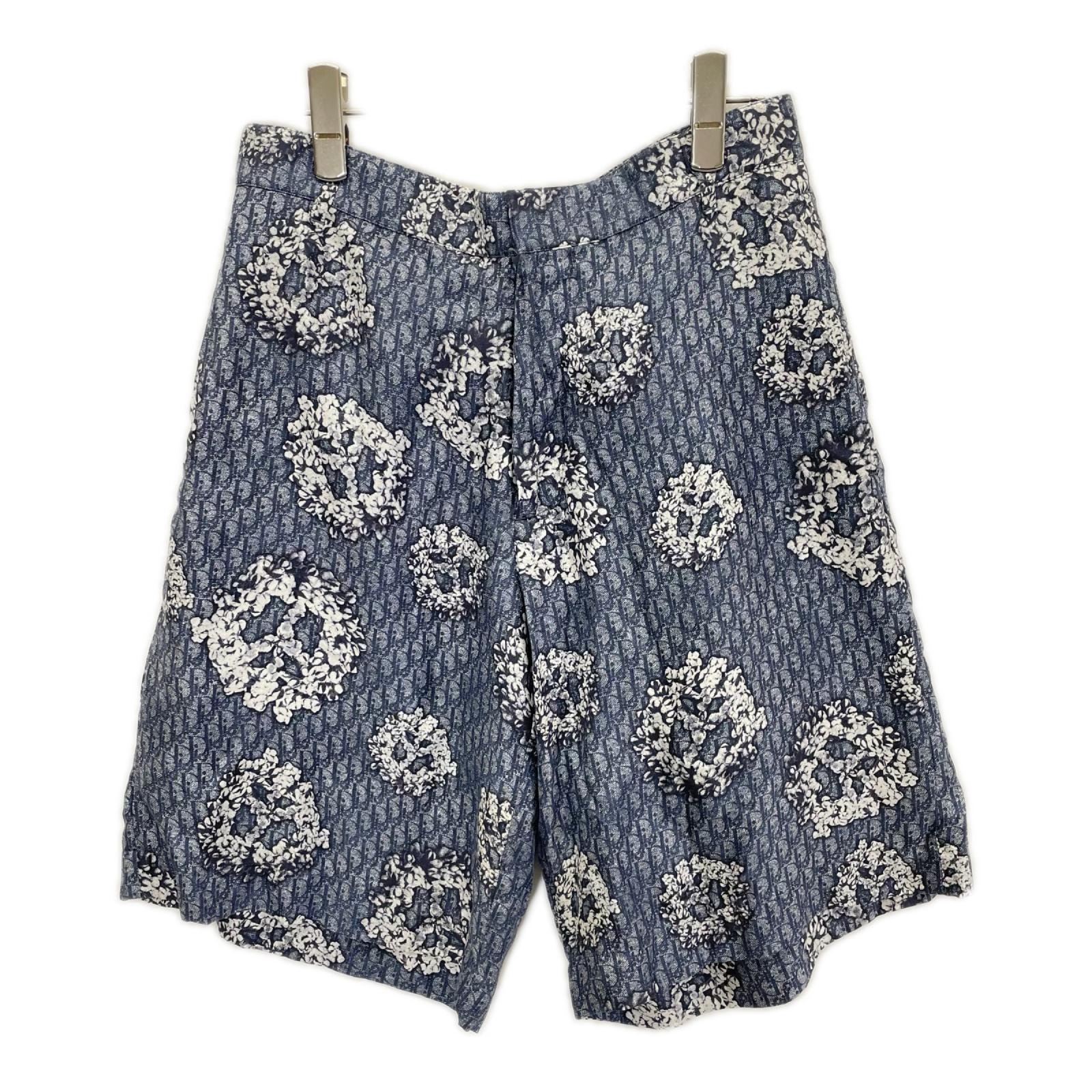 ディオール 013C121B5931 ネイビー Denim Tears オブリーク シルク ショートパンツ 44