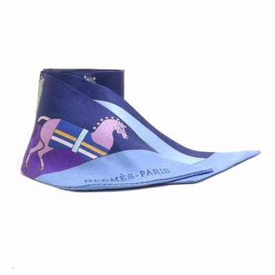 エルメス HERMES スカーフ ツイリー シルク パープル系 レディース【中古】 r11504k