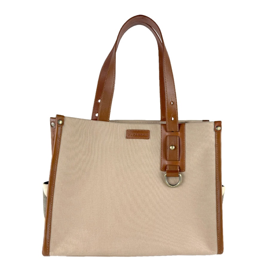 バーバリー BURBERRY ハンドバッグ キャンバス/レザー ブラウン レディース【中古】 z9420