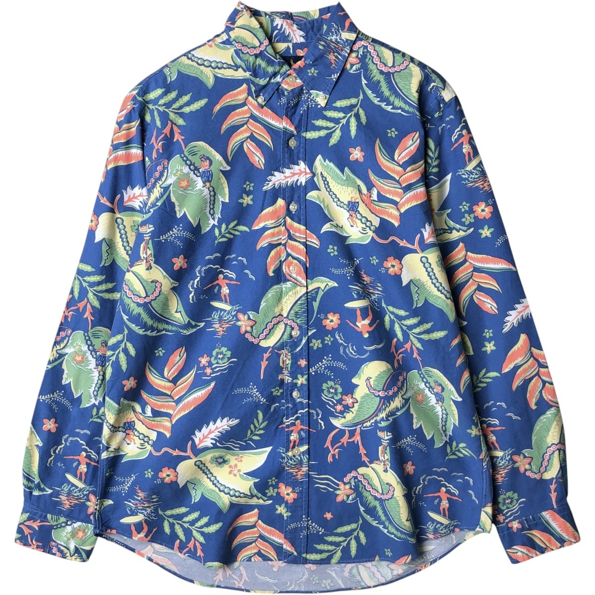 古着 ラルフローレン Ralph Lauren CLASSIC FIT 総柄 長袖 ボタンダウンシャツ メンズL相当/eaa578248