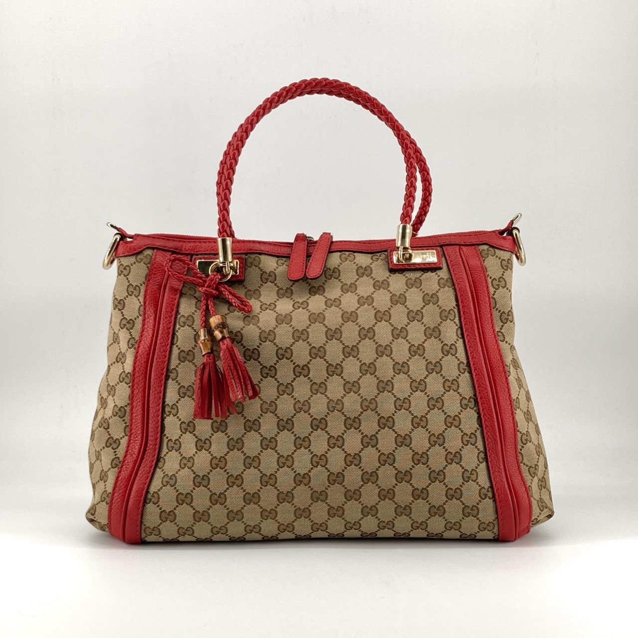 GUCCI(グッチ) GGキャンバス ベラ バンブータッセル 2WAY 269946 ショルダーバッグ ベージュ×レッド