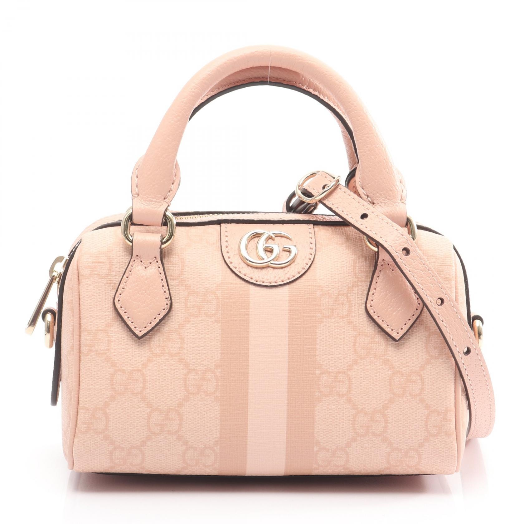 グッチ GUCCI オフィディア シェリーライン GGスプリーム ハンドバッグ バッグ PVCコーティングキャンバス レザー レディース ピンク系 781490 【中古】