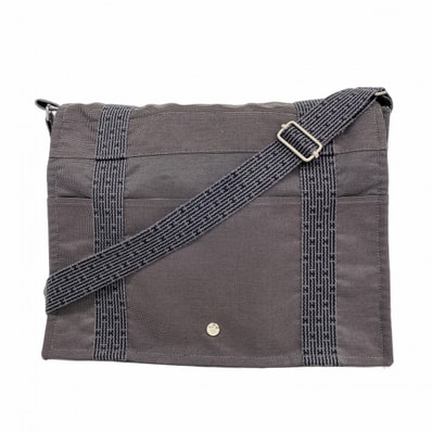 ★SALE【6da0229-k】エルメス ショルダーバッグ エールラインバサスMM キャンバス グレー シルバー金具【中古】メンズ レディース ユニセックス