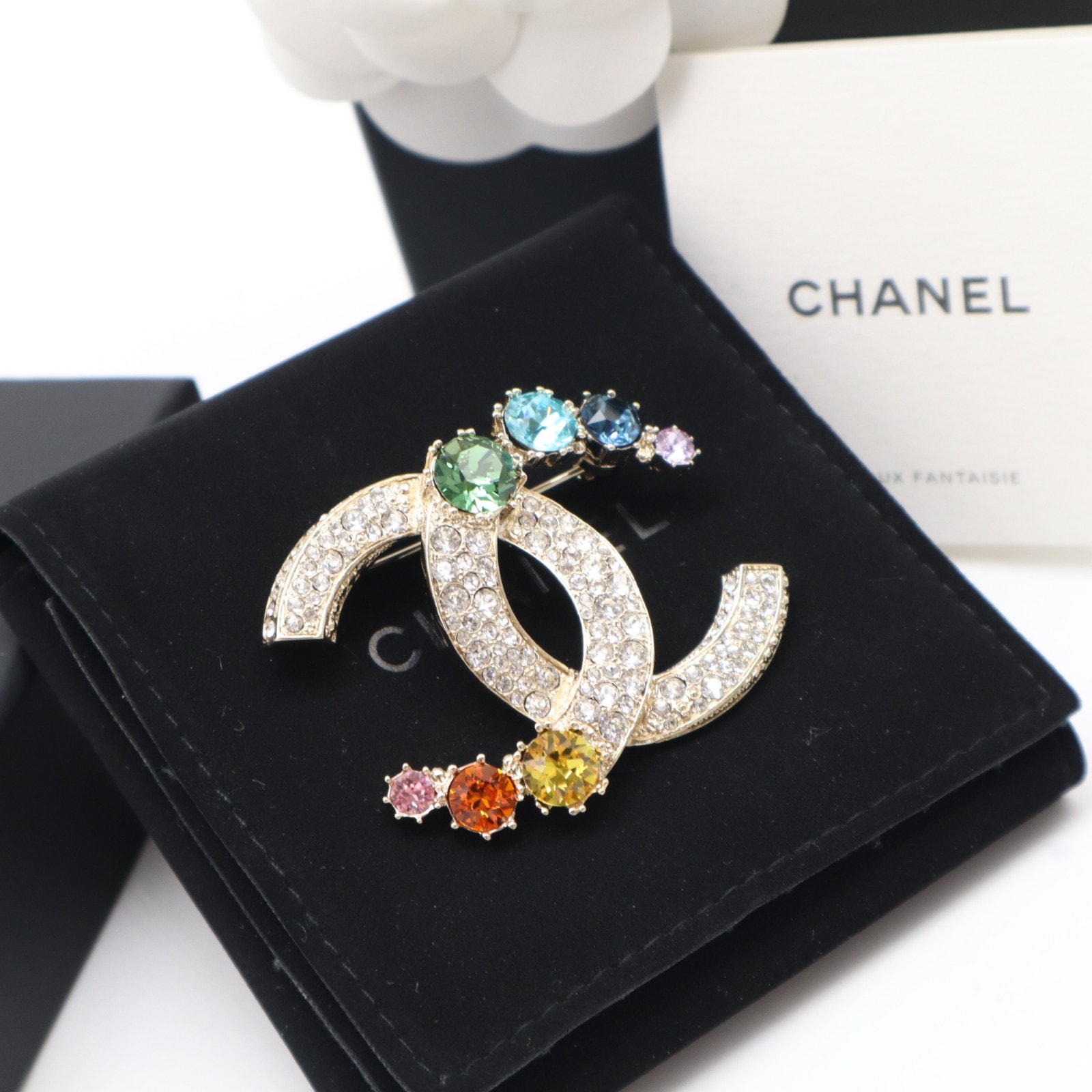 CHANEL シャネル ココマーク ラインストーン ブローチ SP - ブローチ シルバー マルチカラー シルバー SP レディース