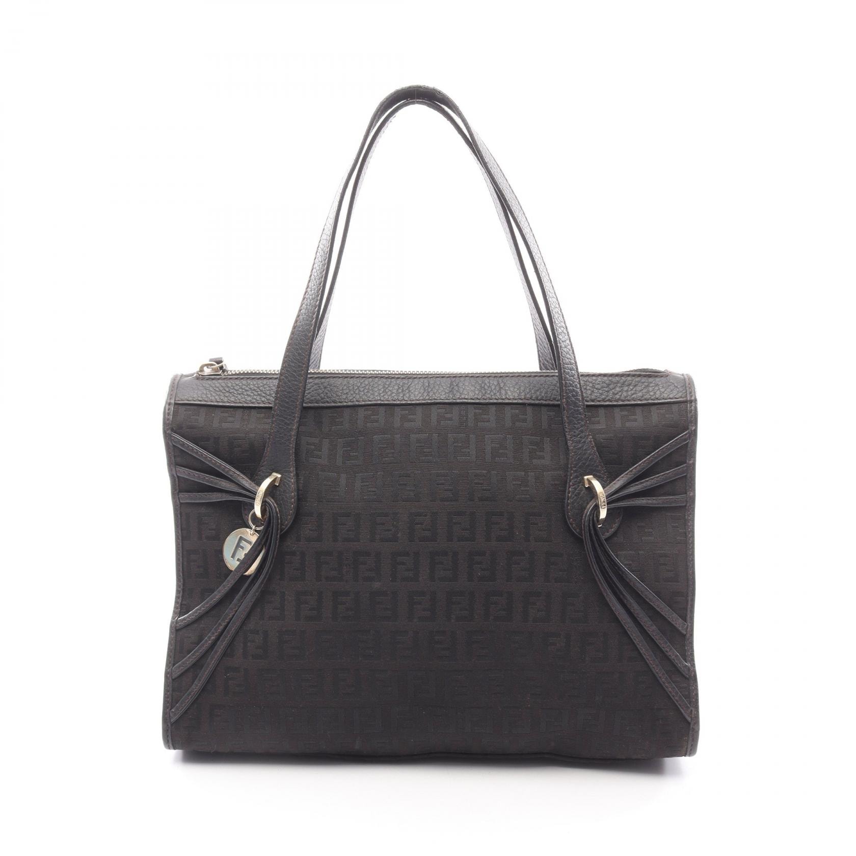 フェンディ FENDI ズッキーノ ハンドバッグ バッグ キャンバス レザー レディース ブラウン系 / ブラック系 【中古】