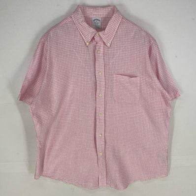 古着 ブルックスブラザーズ Brooks Brothers 半袖シャツ 1818 胸ポケット ギンガム ショートスリーブ XL ピンク系 チェック メンズ