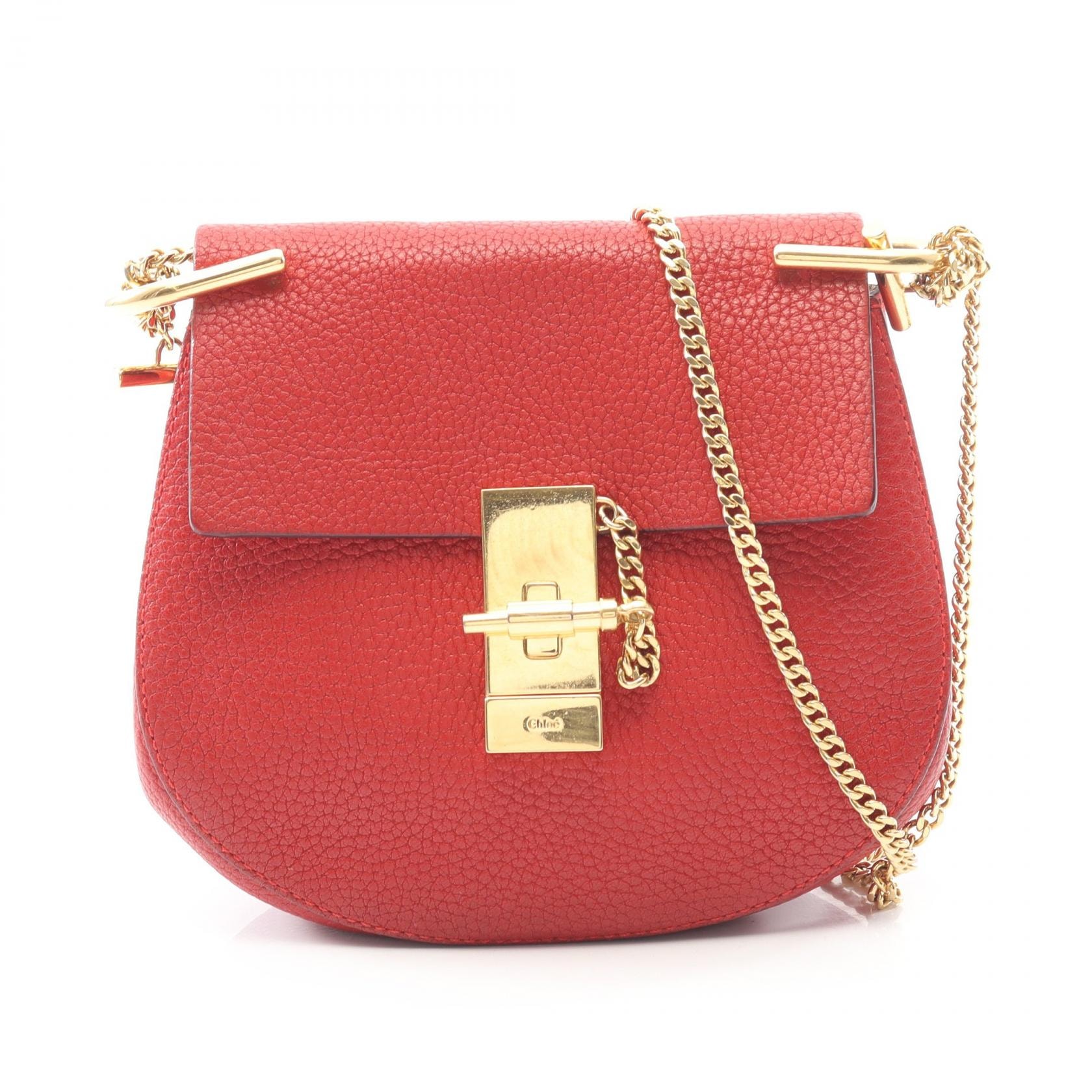 クロエ Chloe ドリュー ショルダーバッグ バッグ レザー レディース レッド系 【中古】