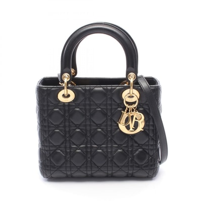ディオール Dior LADY DIOR レディディオール 2WAY ハンドバッグ バッグ レザー レディース ブラック系 【中古】