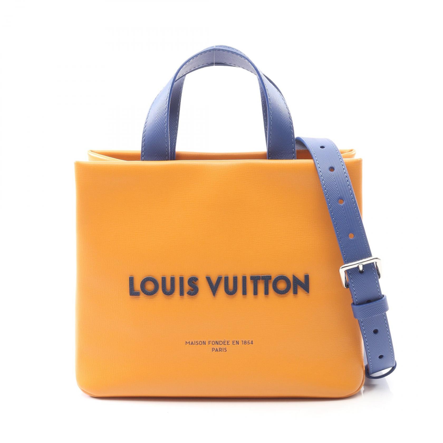 ルイ・ヴィトン LOUIS VUITTON ショッパートート MINI トートバッグ バッグ レザー サフラン レディース オレンジ系 M15237 【中古】