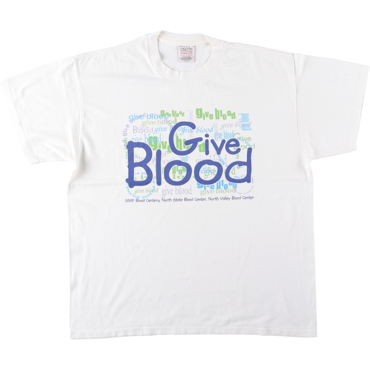 古着 90年代 オニータ ONEITA SMF Blood Centers メッセージプリントTシャツ メンズXL相当 ヴィンテージ/eaa654491