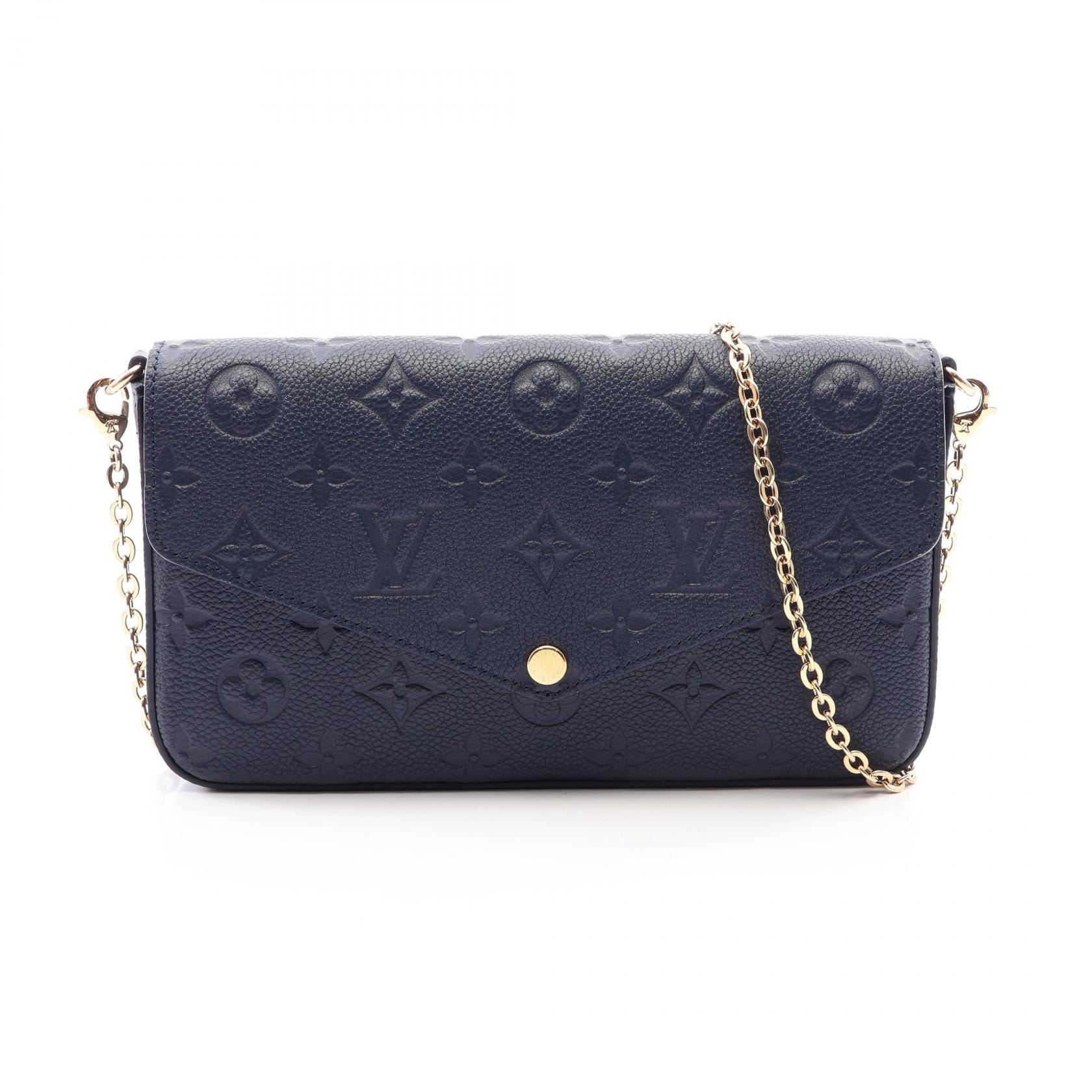ルイ・ヴィトン LOUIS VUITTON ポシェット フェリシー ショルダーバッグ バッグ レザー モノグラム・アンプラント ノワール レディース ネイビー系 M83589 【中古】