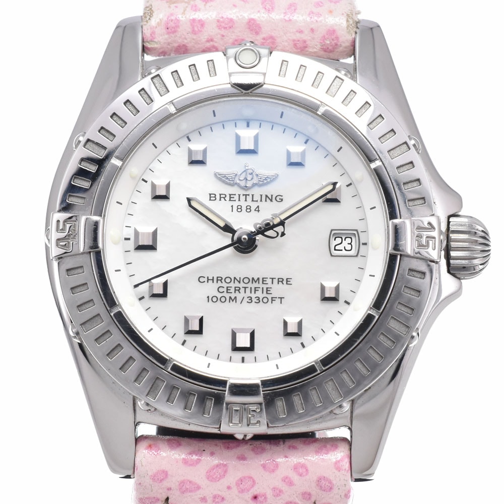 ブライトリング BREITLING A72345 カリスティーノ クロノメーター ホワイトシェル クォーツ レディース 美品 箱付き 腕時計 R#149367