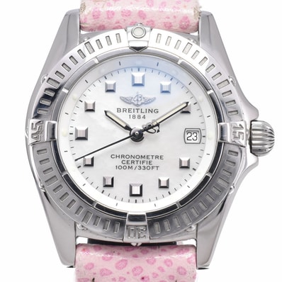 ブライトリング BREITLING A72345 カリスティーノ クロノメーター ホワイトシェル クォーツ レディース 美品 箱付き 腕時計 R#149367