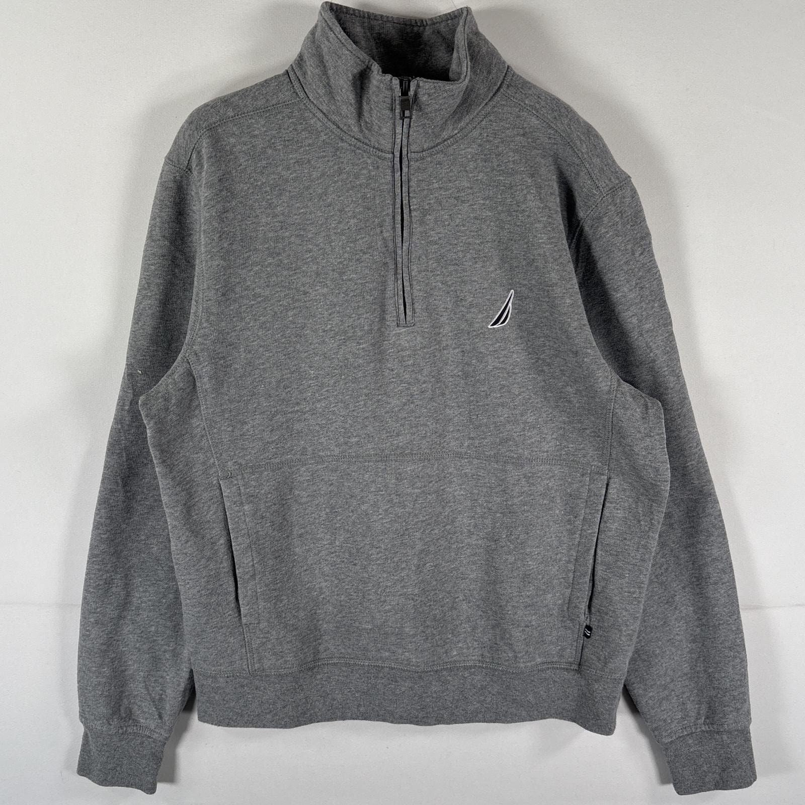 古着 ノーティカ NAUTICA スウェット ハーフジップ ワンポイントロゴ刺繍 トレーナー プルオーバー  S  グレー メンズ