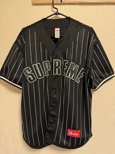 Supreme Rhinestone Stripe Baseball Jersey Supreme Rhinestone Stripe Baseball Jersey