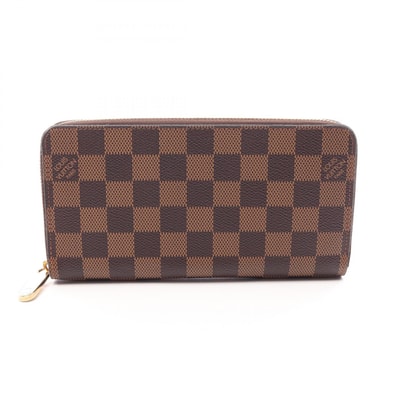 ルイ・ヴィトン LOUIS VUITTON ジッピーウォレット ダミエエベヌ ラウンド長財布 財布 PVC メンズ レディース ブラウン系 N60015 【中古】