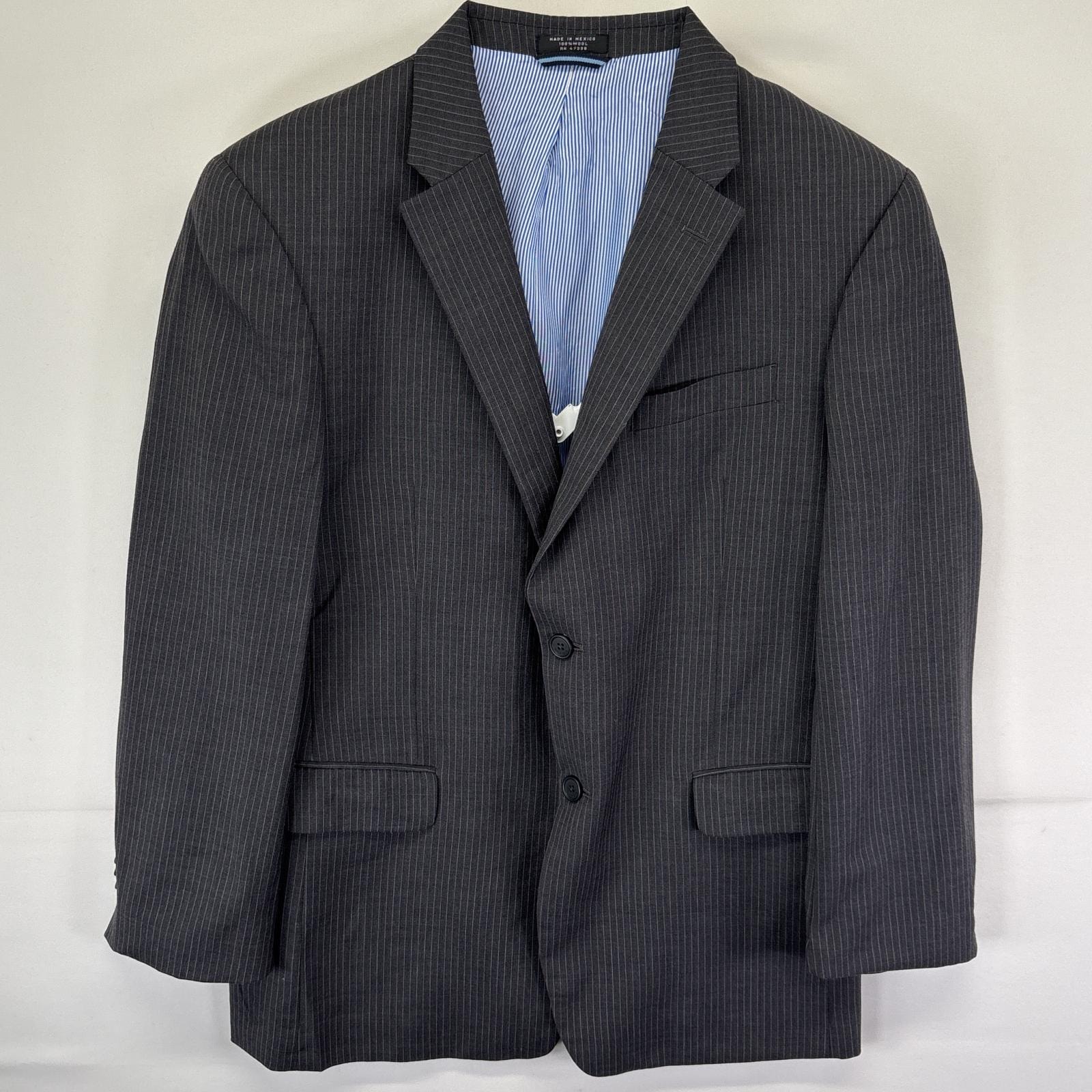 古着 トミーヒルフィガー TOMMY HILFIGER テーラードジャケット ブレザー ストライプ スーツ  ダークグレー メンズ