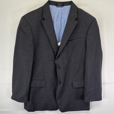 古着 トミーヒルフィガー TOMMY HILFIGER テーラードジャケット ブレザー ストライプ スーツ ダークグレー メンズ