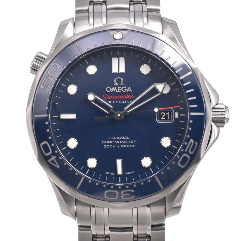 オメガ OMEGA 212.30.41.20.03.001 シーマスター ダイバー 300m ブルー 自動巻き メンズ 美品 保証書付き 腕時計 L#150953