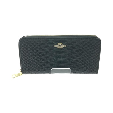 COACH コーチ ユニセックス 長財布 ラウンドファスナー クロコ型押しレザー F53659 ブラック