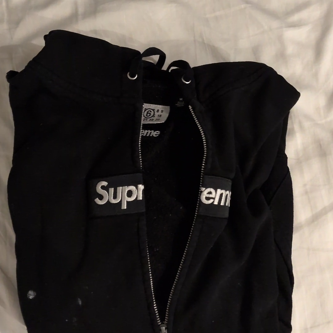 Supreme x MM6 Maison Margiela Box Logo Zip Up Hooded Sweatshirt "Black"